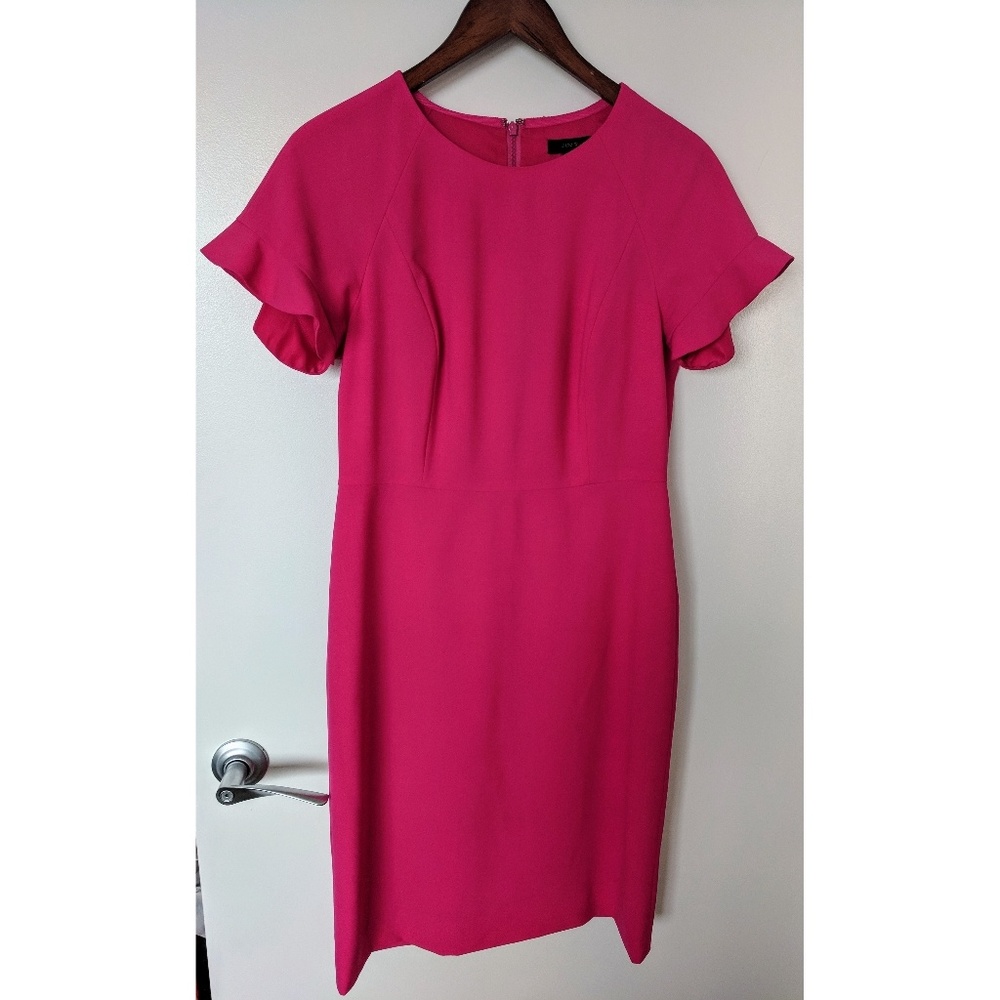 J. Crew Ruffle Sleeve Sheath Dress in Italian wool